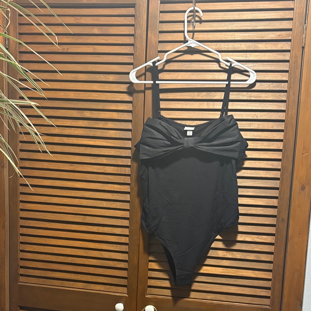 Black One-Piece bodysuit with Bow Detail